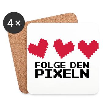 Folge den Pixeln! 8-Bit Retro - Untersetzer (4er-Set) - Weiß - Vorne