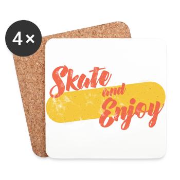 Skaters - Skateboard - Gift - Skate And Enjoy - Coasters (set of 4) - white - Front