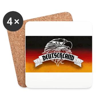 Deutschland Flagge mit Adler - Geschenk zur WM - Untersetzer (4er-Set) - Weiß - Vorne