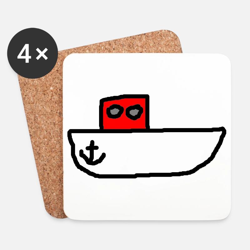 Motorboot - Untersetzer (4er-Set) - Weiß