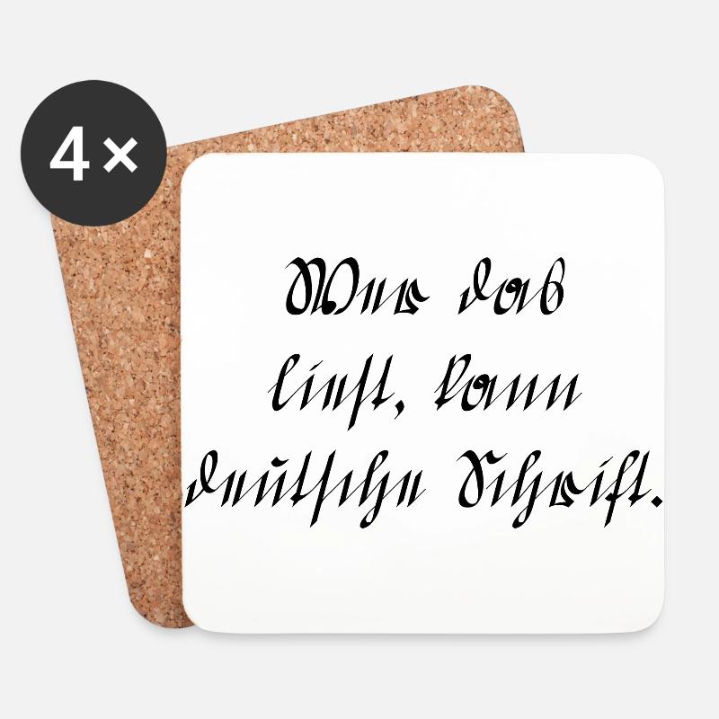 Deutsche Schrift - Untersetzer (4er-Set) - Weiß