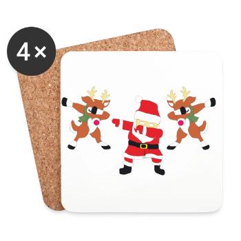 Santa Claus mit Rotwildabstrich - Untersetzer (4er-Set) - Weiß - Vorne