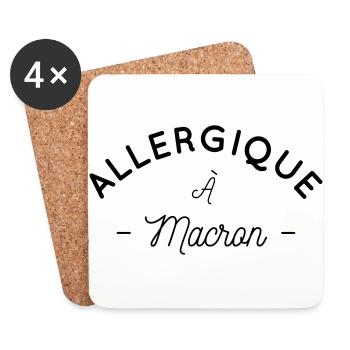 Allergique à Macron - Dessous de verre (lot de 4) - blanc - Devant