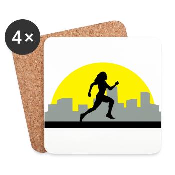 coureuse, courir, running, run - Dessous de verre (lot de 4) - blanc - Devant