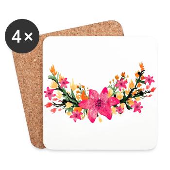 Flowers - Coasters (set of 4) - white - Front