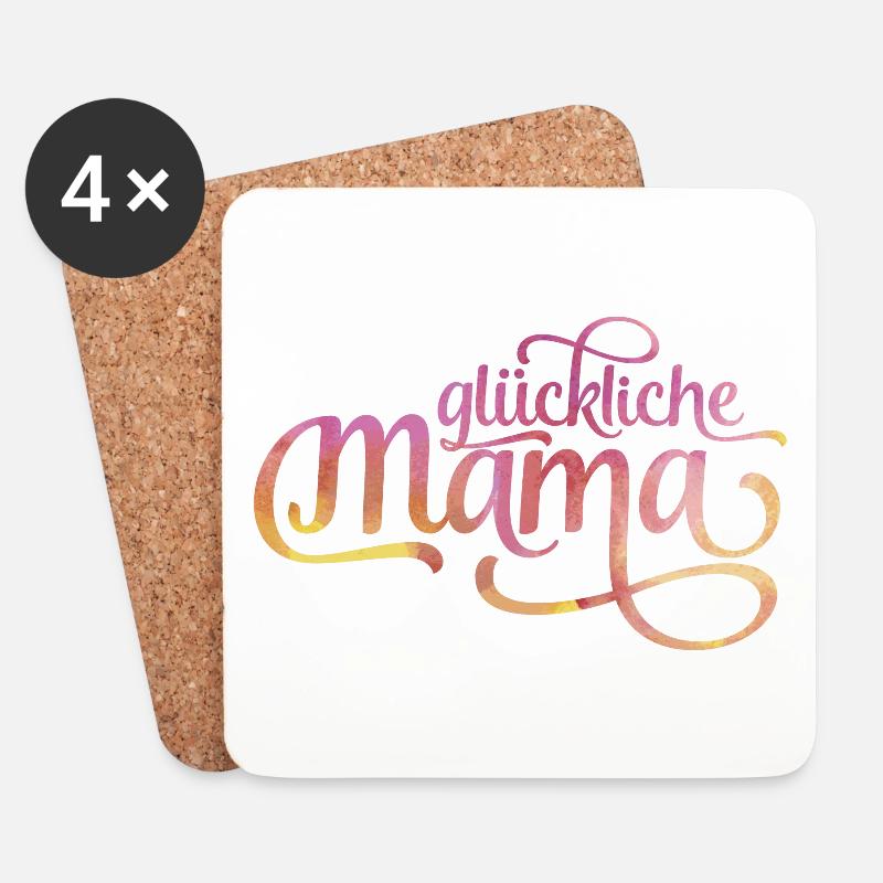 Glückliche Mama - Untersetzer (4er-Set) - Weiß