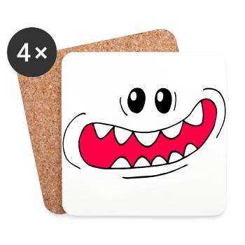 niedliche Fratze Smile - Untersetzer (4er-Set) - Weiß - Vorne