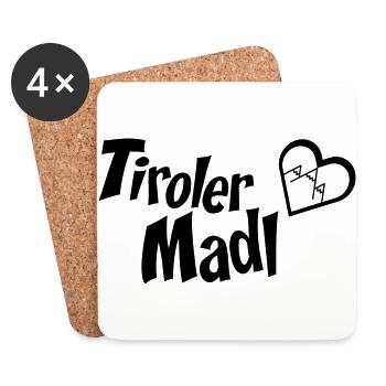 Sommer Tiroler Madl Berg Herz Wanderer Shirt - Untersetzer (4er-Set) - Weiß - Vorne