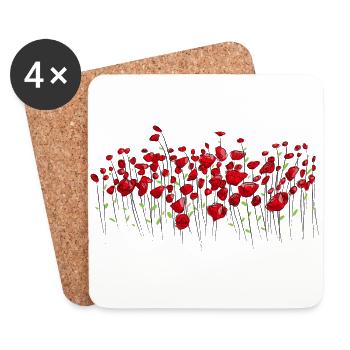 Mohnblume Mohn Klatschmohn Blumenwiese - Untersetzer (4er-Set) - Weiß - Vorne