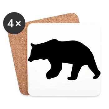 Bear - ours brun - la chasse - chasseur - Dessous de verre (lot de 4) - blanc - Devant
