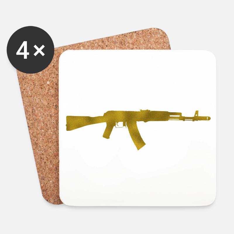 AK 47 Gold - Untersetzer (4er-Set) - Weiß