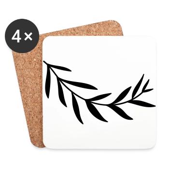 Branch branch leaf leaves plant nature shrub branches - Coasters (set of 4) - white - Front
