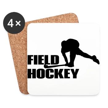 Hockey sur gazon, cadeau sportif - Dessous de verre (lot de 4) - blanc - Devant