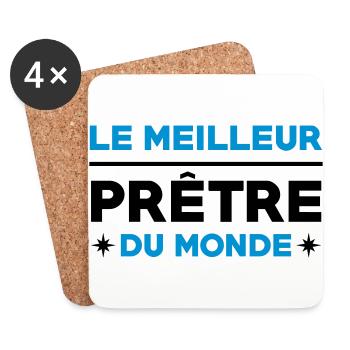Prêtre / Pretre / Curé / Catho / Catholique - Dessous de verre (lot de 4) - blanc - Devant