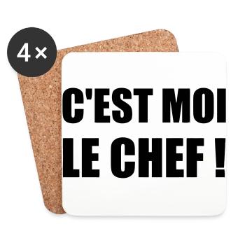 C'est moi le chef - Humour - Drôle - Blague - Fun - Dessous de verre (lot de 4) - blanc - Devant