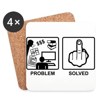 Problem Solved - Finger, Fuck you - Coasters (set of 4) - white - Front