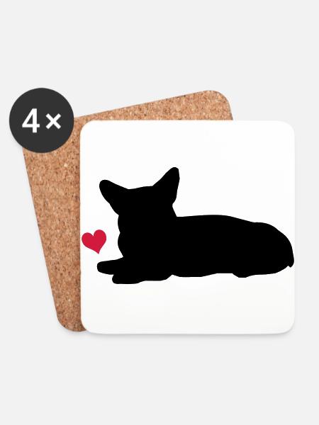 Corgi - Untersetzer (4er-Set) - Weiß