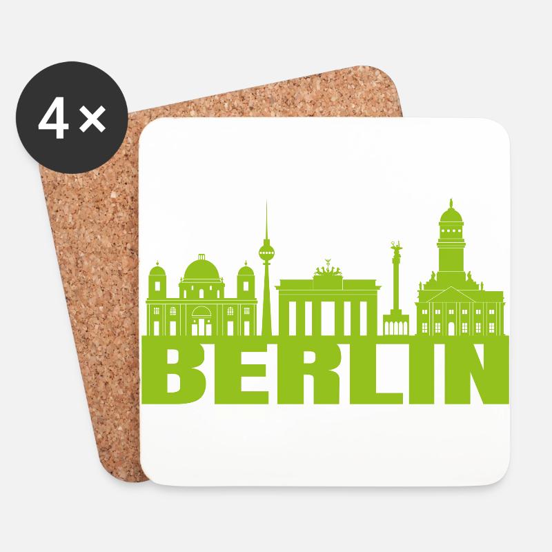 Skyline Berlin Deutschland Wahrzeichen Geschenk - Untersetzer (4er-Set) - Weiß