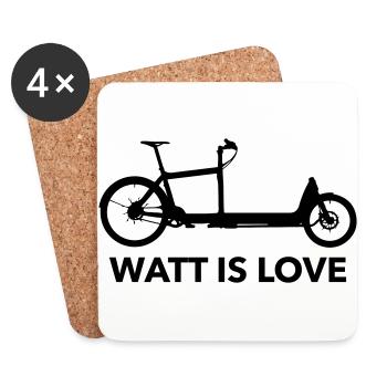 Watt is Love Cargobike - Untersetzer (4er-Set) - Weiß - Vorne