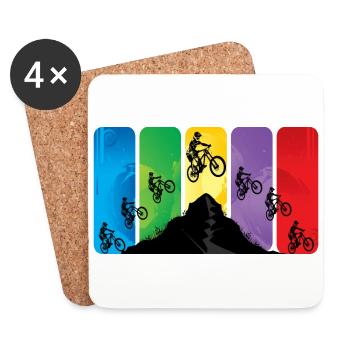 MTB jump | Downhill Mountainbiker | Mountainbike - Untersetzer (4er-Set) - Weiß - Vorne