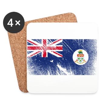 Drapeau des îles Caïmans - Vintage Grunge - Dessous de verre (lot de 4) - blanc - Devant