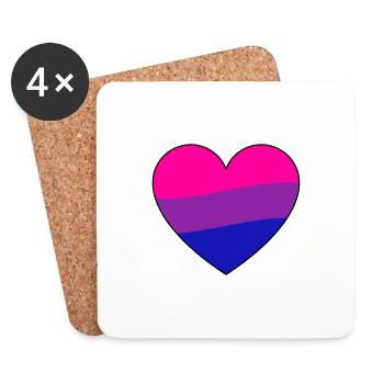 Fierté bisexuelle - Dessous de verre (lot de 4) - blanc - Devant