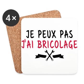 Je peux pas j'ai bricolage - Dessous de verre (lot de 4) - blanc - Devant