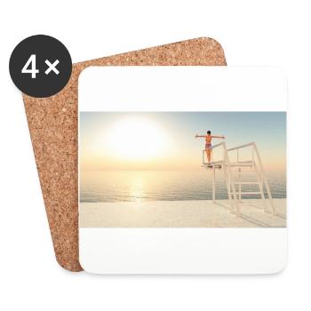 High diver on a diving board - Coasters (set of 4) - white - Front