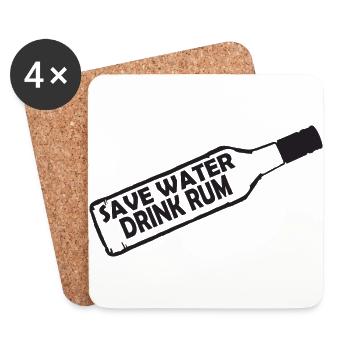 Sauver de l'eau boire du rhum - Dessous de verre (lot de 4) - blanc - Devant