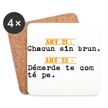 T shirt chti humour article 21 - Dessous de verre (lot de 4) - blanc - Devant