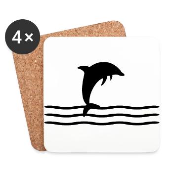 Dolphin Delfin - Untersetzer (4er-Set) - Weiß - Vorne