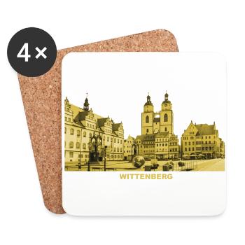 Wittenberg Lutherstadt Sachsen-Anhalt Stadtkirche - Untersetzer (4er-Set) - Weiß - Vorne
