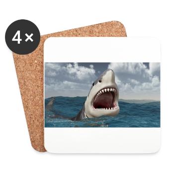 Great white shark in stormy seas - Coasters (set of 4) - white - Front