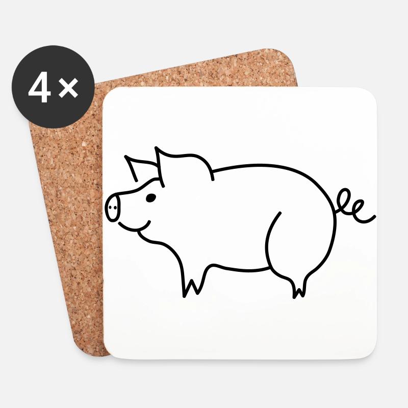 Schweinchen - Untersetzer (4er-Set) - Weiß