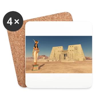 Goddess Hathor and Temple of Horus at Edfu - Coasters (set of 4) - white - Front