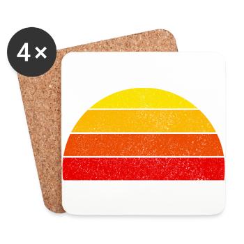 Retro Regenbogen Sunset Halbkreis - Untersetzer (4er-Set) - Weiß - Vorne