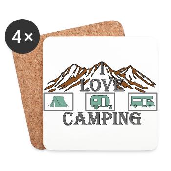 Camping - Untersetzer (4er-Set) - Weiß - Vorne