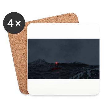 Sturm im Meer, mit leuchtende Boje - Untersetzer (4er-Set) - Weiß - Vorne