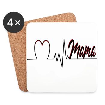 Favorite Mom Best Mom Heartline Love You - Coasters (set of 4) - white - Front