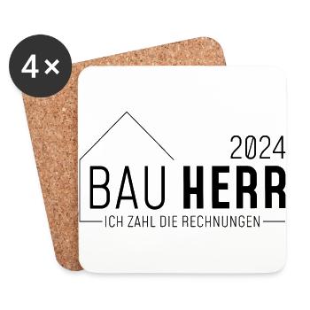 Bauherr 2024 - Ich zahl die Rechnungen - Untersetzer (4er-Set) - Weiß - Vorne