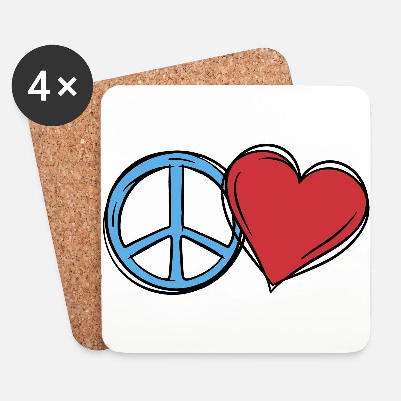 Herz Weltfrieden Peace Frieden Liebe Geschenkidee - Untersetzer (4er-Set) - Weiß