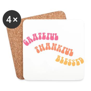 Grateful Thankful - Gratitude - Gift - Coasters (set of 4) - white - Front