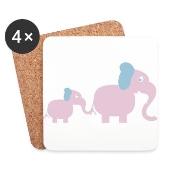 elephant and baby - Untersetzer (4er-Set) - Weiß - Vorne
