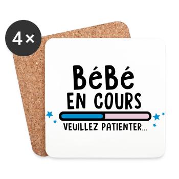 bébé en cours(veuillez patienter) - Dessous de verre (lot de 4) - blanc - Devant