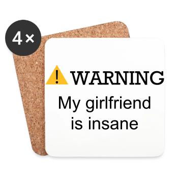 WARNING GIRLFRIEND - Coasters (set of 4) - white - Front