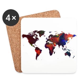 Painted world map - Coasters (set of 4) - white - Front
