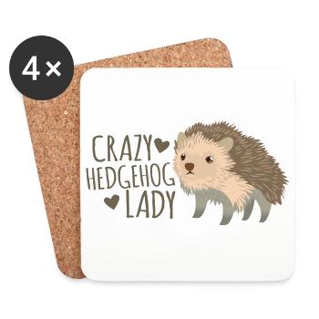 crazy hedgehog lady - Coasters (set of 4) - white - Front
