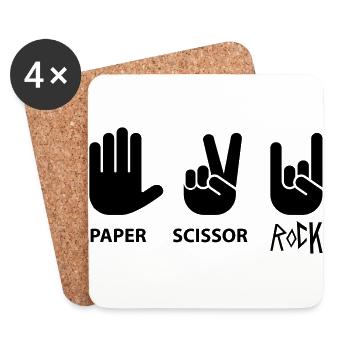Papier Rock Schere - Untersetzer (4er-Set) - Weiß - Vorne