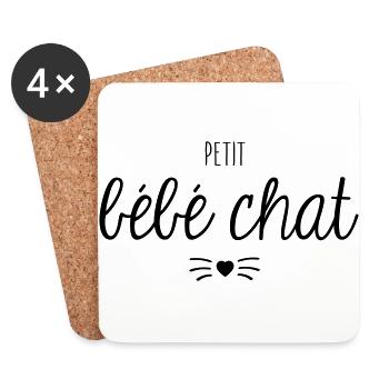 Petit bébé chat - Dessous de verre (lot de 4) - blanc - Devant