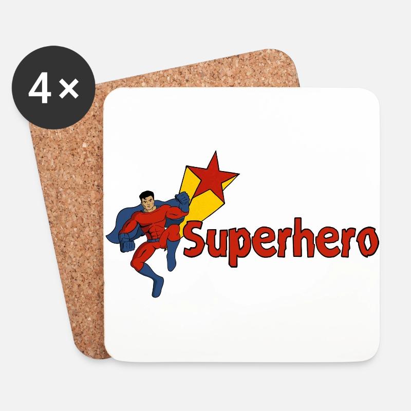 Superheld - Untersetzer (4er-Set) - Weiß